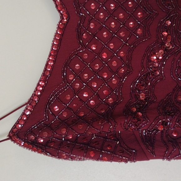 Red floor length dress Adriana Papelli - Picture 3 of 4